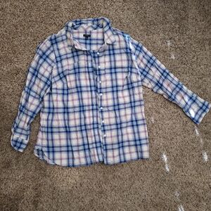 Talbots Shimmery Plaid Button-Up Shirt